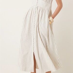 NWT Nobody’s Child white stripe button down dress size 6